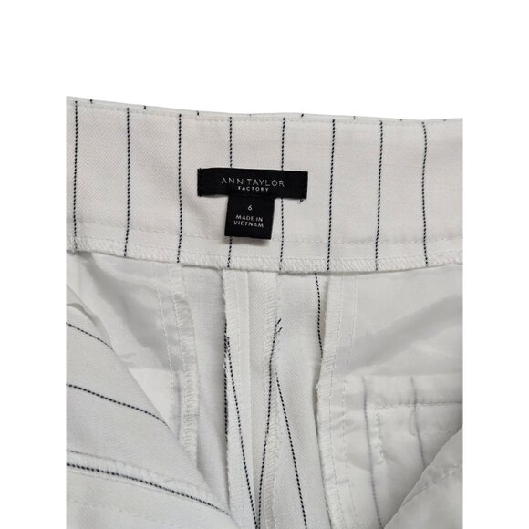 Ann Taylor Factory Womens Size 6 White Striped One Button Pant Suit Classic - Picture 6 of 10